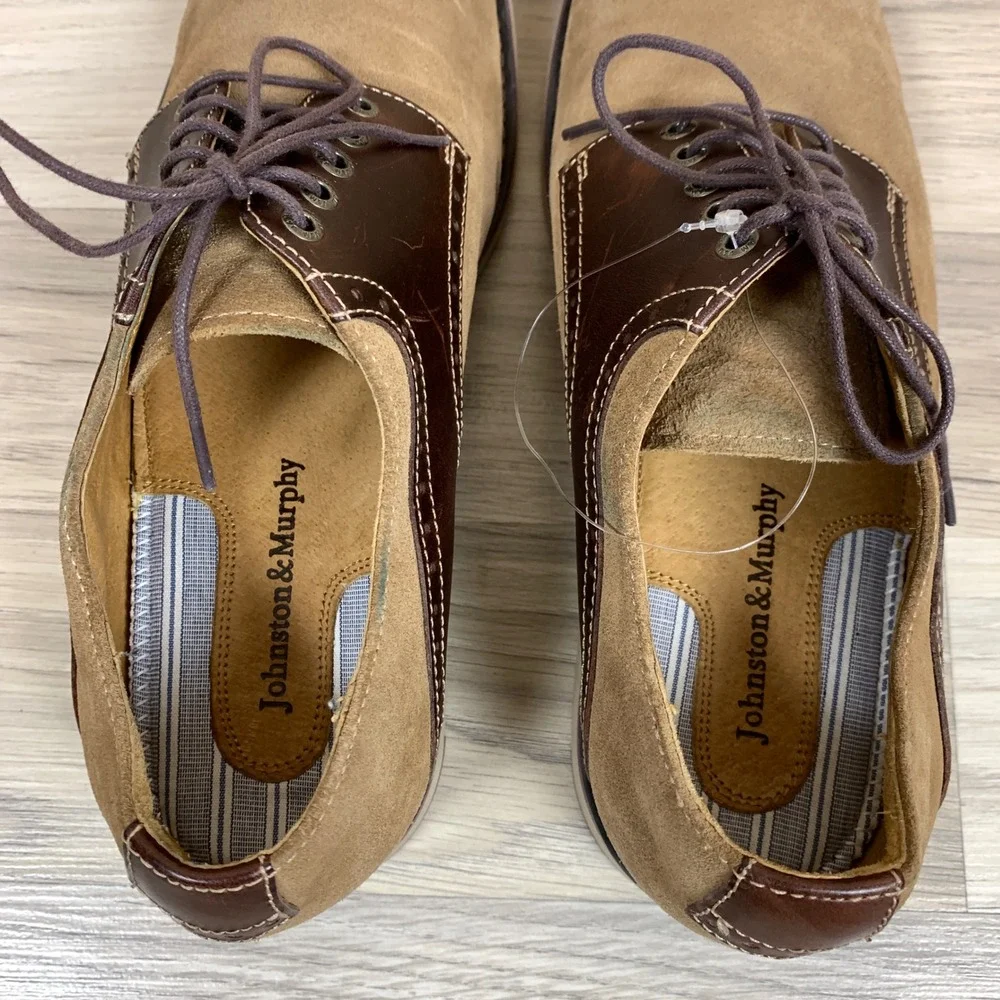 Johnston & Murphy Oxford Mens 9.5 Brown Suede‎ Leather Saddle Dress Shoes